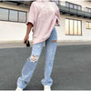 Vintage Loose Hollow Ripped Baggy Jeans Mom Streetwear Casual Wide Leg Denim Straight Pants Women Y2k Boyfriend Hip Hop Trousers