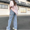 Vintage Loose Hollow Ripped Baggy Jeans Mom Streetwear Casual Wide Leg Denim Straight Pants Women Y2k Boyfriend Hip Hop Trousers