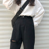 Vintage Loose Jeans Black Straight Wide Leg Jeans High Waist Ripped Jeans for Women Knee Ripped Pants Mom Jeans Boyfriends