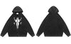 Vintage Men Hoodie Sweatshirt Grunge Y2K Hip Hop Graphic Print Zip Up Washed Hooded 2023 Harajuku Casual Punk Gothic Sweatshirt