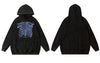 Vintage Men Hoodie Sweatshirt Streetwear Hip Hop Butterfly Skull Skeleton Print Wash Pullover Hooded Harajuku Gothic Street Wear