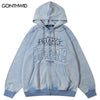 Vintage Men Hoodie Sweatshirt Y2K Streetwear Hip Hop Letter Print  Hooded Jacket Harajuku Punk Gothic Cotton Loose Coat Grunge