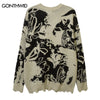 Vintage Men Sweater Y2K Grunge Hip Hop Knitted Ripped Destroyed Hole Punk Gothic Pullover Jumpers Harajuku Casual Loose Sweaters