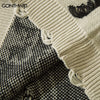 Vintage Men Sweater Y2K Grunge Hip Hop Knitted Ripped Destroyed Hole Punk Gothic Pullover Jumpers Harajuku Casual Loose Sweaters