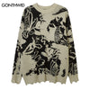 Vintage Men Sweater Y2K Grunge Hip Hop Knitted Ripped Destroyed Hole Punk Gothic Pullover Jumpers Harajuku Casual Loose Sweaters