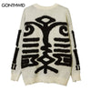 Vintage Men Sweaters Y2K Grunge Streetwear Hip Hop Knitted Geometric Punk Gothic Jumpers Harajuku Casual Loose Pullover