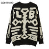 Vintage Men Sweaters Y2K Grunge Streetwear Hip Hop Knitted Geometric Punk Gothic Jumpers Harajuku Casual Loose Pullover