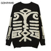 Vintage Men Sweaters Y2K Grunge Streetwear Hip Hop Knitted Geometric Punk Gothic Jumpers Harajuku Casual Loose Pullover