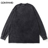 Vintage Men T-Shirt Streetwear Hip Hop Graphic Print Punk Gothic Washed Tshirt Harajuku Casual Loose Cotton Long Sleeve Shirts