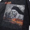 Vintage Men Tshirt Streetwear Hip Hop Funny Nun Graphic Print Punk Gothic Wash T-Shirts Harajuku Casual Loose Long Sleeve Shirts