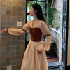 Vintage Midi Dress Women Casual V-neck Long Sleeve Party Retro Dress Female French Evening One-piece Dress Korean 2022 Autumn
