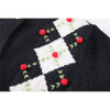 Vintage Plaid Long Sleeve Women Black Cardigan Sweater Autumn Winter England Style 50s 60s Knitted Sweaters Kawaii Womes Tops