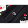 Vintage Plaid Long Sleeve Women Black Cardigan Sweater Autumn Winter England Style 50s 60s Knitted Sweaters Kawaii Womes Tops