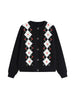 Vintage Plaid Long Sleeve Women Black Cardigan Sweater Autumn Winter England Style 50s 60s Knitted Sweaters Kawaii Womes Tops
