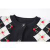 Vintage Plaid Long Sleeve Women Black Cardigan Sweater Autumn Winter England Style 50s 60s Knitted Sweaters Kawaii Womes Tops