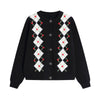 Vintage Plaid Long Sleeve Women Black Cardigan Sweater Autumn Winter England Style 50s 60s Knitted Sweaters Kawaii Womes Tops