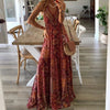 Vintage Printed Casual Lady Party Dress Women Chic Sling V-Neck Beach Boho Dress Summer Sexy Elegant Sleeveless Long Dresses