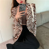 Vintage Printing Button Loose Casual Leopard Blazer Women's Clothing 2023 Autumn Commute Tops All-match Office Lady Suits