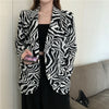 Vintage Printing Button Loose Casual Leopard Blazer Women's Clothing 2023 Autumn Commute Tops All-match Office Lady Suits
