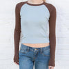 Vintage Ribbed Shirts Women Long Sleeve Skinny T Shirt Autumn Patchwork O Neck Slim Blouses Casual Retro Streetwear Tops