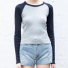 Vintage Ribbed Shirts Women Long Sleeve Skinny T Shirt Autumn Patchwork O Neck Slim Blouses Casual Retro Streetwear Tops