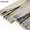 Vintage Ripped Denim Pants Streetwear Y2K Hip Hop Destroyed Holes Ankel Zipper Distressed Washed Jeans 2023 Mens Baggy Trousers