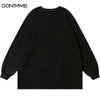 Vintage Ripped Sweatshirt Hip Hop Shadow Graphic Print Punk Goth Hoodie Streetwear Men Harajuku Long Sleeve Street Wear