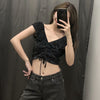 Vintage Sexy Polka Dot Ruffled Cropped Tops Women Blouses 2023 V Neck drawstring Pleated Shirts Casual Blusas Mujer