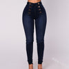 Vintage Skinny double-breasted High Waist Pencil Jeans Women Slim Fit Stretch Denim Pants Full Length Denim Tight Trousers 88