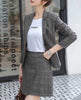 Vintage Skirt Suits Women Slim Plaid Blazer Top Sexy Pleated Mini Skirt 2 Piece Set Casual Formal Work Office Ladies Wear Outfit