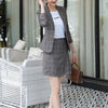 Vintage Skirt Suits Women Slim Plaid Blazer Top Sexy Pleated Mini Skirt 2 Piece Set Casual Formal Work Office Ladies Wear Outfit