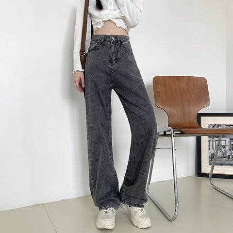 Vintage Straight High Waist Jeans Women Boyfriend Mom Streetwear Denim Jeans With Belt 2022 Casul Loose Plus Size Denim Trousers