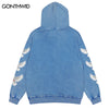 Vintage Streetwear Hoodie Sweatshirt Y2K Hip Hop Pigeon Print Retro Washed Hooded Harajuku Retro Casual Cotton Loose Pullover