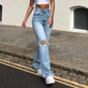 Vintage Streetwear Y2k Pink Stretchy Skinny High Waist Flare Jeans Party Club Sexy Melody Holes Ripped Bell Bottoms Denim Pant