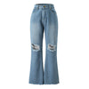Vintage Streetwear Y2k Pink Stretchy Skinny High Waist Flare Jeans Party Club Sexy Melody Holes Ripped Bell Bottoms Denim Pant