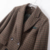 Vintage Striped Plaid Double-breasted Long-sleeve Woolen Wool Coats For Women's Clothing Spring Autumn Blazers Jackets jp368