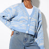 Vintage Striped Sweater Women Knit Cardigan Sexy V Neck Loose Sweaters Autumn Green Long Sleeve Cardigans Zebra Print Outerwear