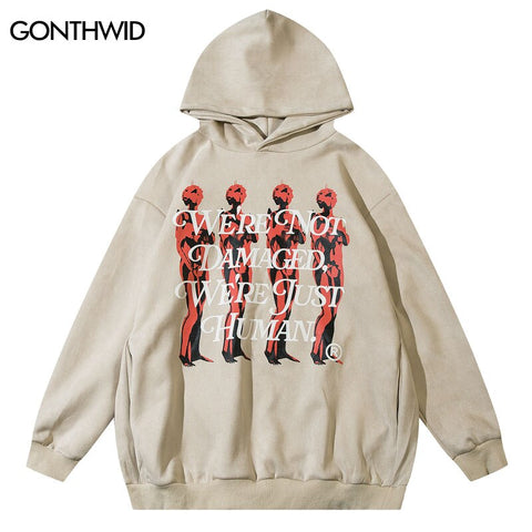 Vintage Suede Hoodie Sweatshirt Hip Hop Retro Graphic Letter Print Pullover Streetwear 2023 Men Harajuku Loose Street