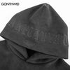 Vintage Suede Hoodie Sweatshirt Streetwear Hip Hop Embroidery Letter Hooded Harajuku Punk Gothic Pullover Casual Hoodies