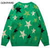 Vintage Sweater Men 90s Streetwear Hip Hop Knitted Retro Stars Pullover Jumpers 2023 Autumn Harajuku Casual Sweater Y2K
