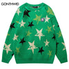 Vintage Sweater Men 90s Streetwear Hip Hop Knitted Retro Stars Pullover Jumpers 2023 Autumn Harajuku Casual Sweater Y2K