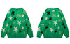 Vintage Sweater Men 90s Streetwear Hip Hop Knitted Retro Stars Pullover Jumpers 2023 Autumn Harajuku Casual Sweater Y2K