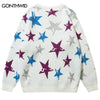 Vintage Sweater Men 90s Streetwear Hip Hop Knitted Retro Stars Pullover Jumpers 2023 Autumn Harajuku Casual Sweater Y2K