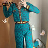 Vintage Sweater Set2 Piece Sweaters Women Cardigan Knitted Tops High Waist Wide Leg Pants Oversized Sweater Pants Casual Outfits