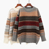 Vintage Sweater Women Knitted Pullovers Winter Striped Jumper Casual Oversized Sweaters Ladies Long Sleeve Knitwear Warm Tops