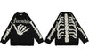 Vintage Sweater Y2K Grunge Hip Hop Knitted Skull Skeleton Destroyed Hole Pullover Jumpers Harajuku Ripped Punk Gothic Streetwear