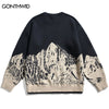 Vintage Sweaters Streetwear 90s Hip Hop Knitted Mountain Pullover Jumpers Autumn Winter Harajuku Casual Loose Knitwear