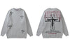 Vintage Sweaters Y2K Grunge Streetwear Hip Hop Ripped Hole Knitted Cross Punk Gothic Jumpers Harajuku Casual Pullover