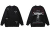 Vintage Sweaters Y2K Grunge Streetwear Hip Hop Ripped Hole Knitted Cross Punk Gothic Jumpers Harajuku Casual Pullover