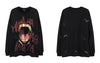 Vintage Sweatshirt Streetwear Y2K Grunge Hip Hop Graffiti Letter Teeth Print Pullover 2023 Casual Loose Cotton Punk Gothic Tops